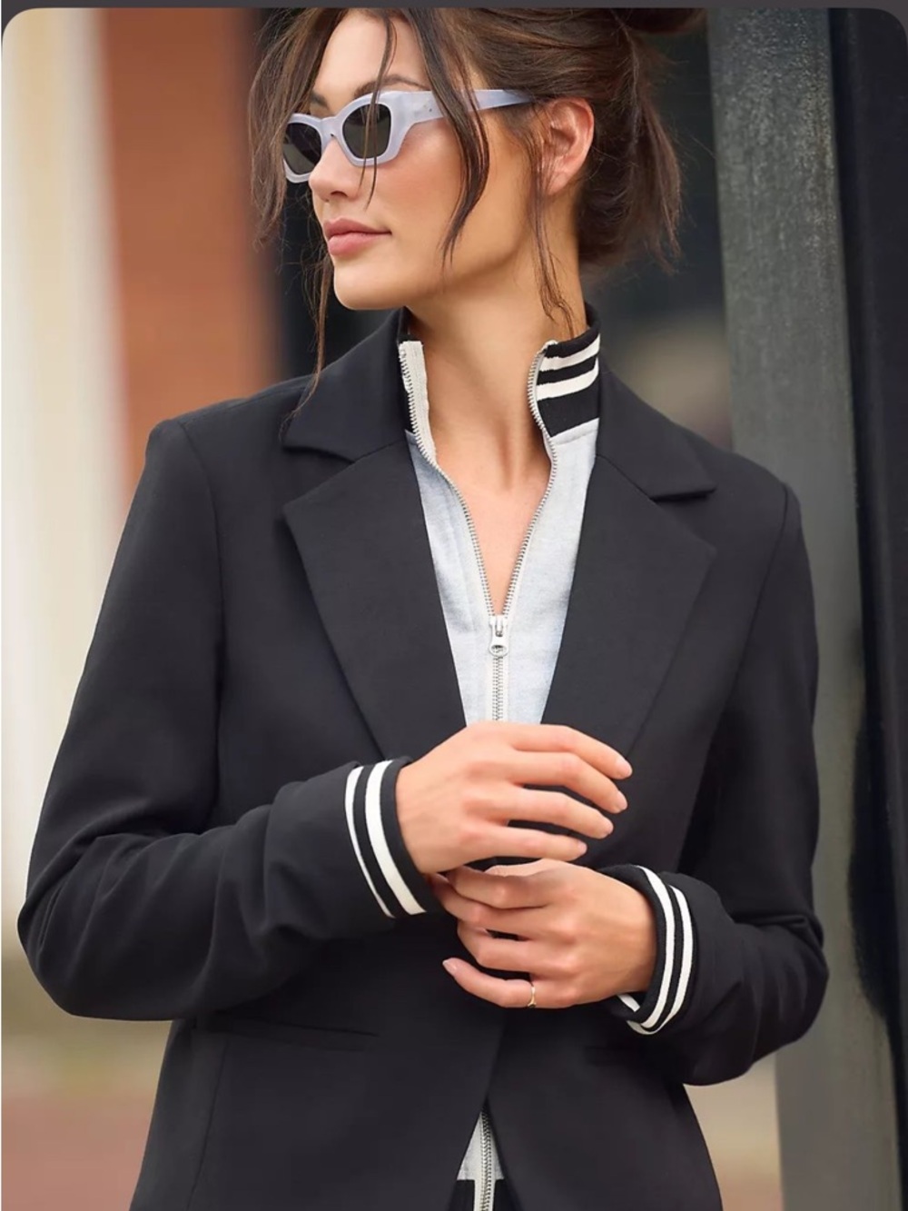 Anthropologie Removable Zip-Off Dickie Insert Blazer Black